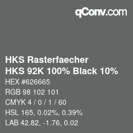 カラーコード: HKS Rasterfaecher - HKS 92K 100% Black 10% | qconv.com