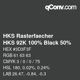 カラーコード: HKS Rasterfaecher - HKS 92K 100% Black 50% | qconv.com