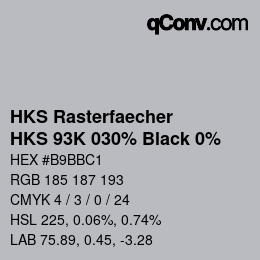 カラーコード: HKS Rasterfaecher - HKS 93K 030% Black 0% | qconv.com