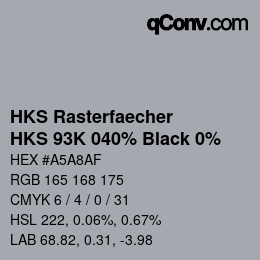 カラーコード: HKS Rasterfaecher - HKS 93K 040% Black 0% | qconv.com