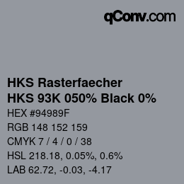 Código de color: HKS Rasterfaecher - HKS 93K 050% Black 0% | qconv.com