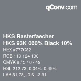 カラーコード: HKS Rasterfaecher - HKS 93K 060% Black 10% | qconv.com