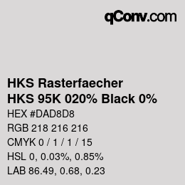 カラーコード: HKS Rasterfaecher - HKS 95K 020% Black 0% | qconv.com