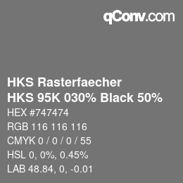 カラーコード: HKS Rasterfaecher - HKS 95K 030% Black 50% | qconv.com
