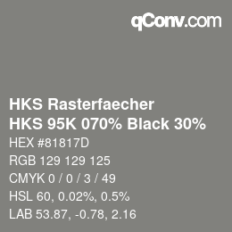 颜色代码: HKS Rasterfaecher - HKS 95K 070% Black 30% | qconv.com