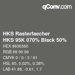 颜色代码: HKS Rasterfaecher - HKS 95K 070% Black 50% | qconv.com