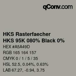 Code couleur: HKS Rasterfaecher - HKS 95K 080% Black 0% | qconv.com