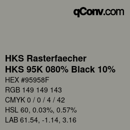 カラーコード: HKS Rasterfaecher - HKS 95K 080% Black 10% | qconv.com