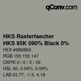 颜色代码: HKS Rasterfaecher - HKS 95K 090% Black 0% | qconv.com