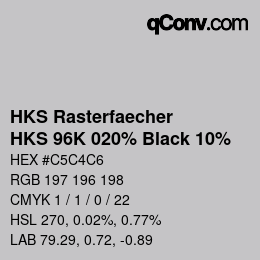 カラーコード: HKS Rasterfaecher - HKS 96K 020% Black 10% | qconv.com