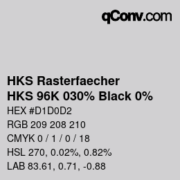 Código de color: HKS Rasterfaecher - HKS 96K 030% Black 0% | qconv.com