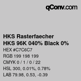 カラーコード: HKS Rasterfaecher - HKS 96K 040% Black 0% | qconv.com
