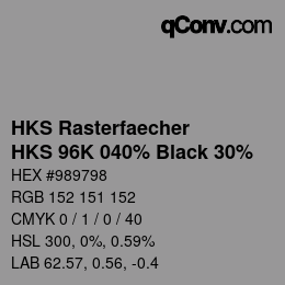 Color code: HKS Rasterfaecher - HKS 96K 040% Black 30% | qconv.com