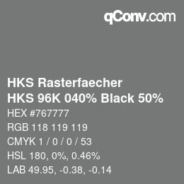 Code couleur: HKS Rasterfaecher - HKS 96K 040% Black 50% | qconv.com