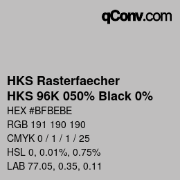 カラーコード: HKS Rasterfaecher - HKS 96K 050% Black 0% | qconv.com