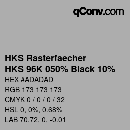 カラーコード: HKS Rasterfaecher - HKS 96K 050% Black 10% | qconv.com