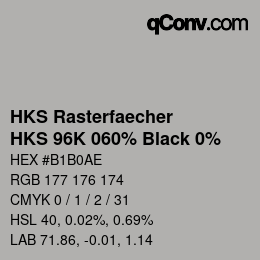Color code: HKS Rasterfaecher - HKS 96K 060% Black 0% | qconv.com