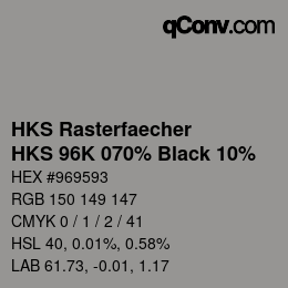 カラーコード: HKS Rasterfaecher - HKS 96K 070% Black 10% | qconv.com