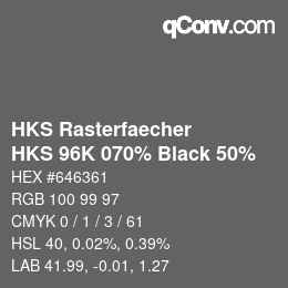 カラーコード: HKS Rasterfaecher - HKS 96K 070% Black 50% | qconv.com