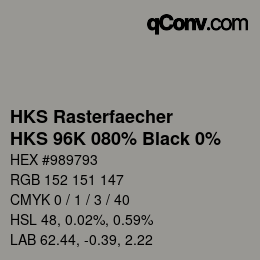 Color code: HKS Rasterfaecher - HKS 96K 080% Black 0% | qconv.com