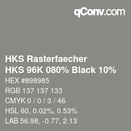 Código de color: HKS Rasterfaecher - HKS 96K 080% Black 10% | qconv.com