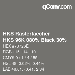 カラーコード: HKS Rasterfaecher - HKS 96K 080% Black 30% | qconv.com