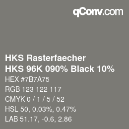 カラーコード: HKS Rasterfaecher - HKS 96K 090% Black 10% | qconv.com