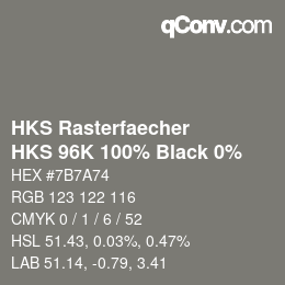 Color code: HKS Rasterfaecher - HKS 96K 100% Black 0% | qconv.com