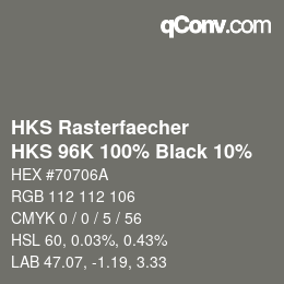 Color code: HKS Rasterfaecher - HKS 96K 100% Black 10% | qconv.com