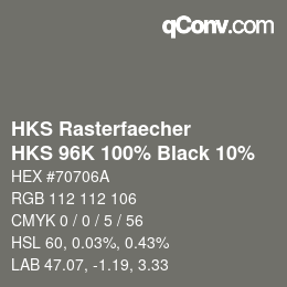 Code couleur: HKS Rasterfaecher - HKS 96K 100% Black 10% | qconv.com