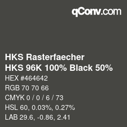 カラーコード: HKS Rasterfaecher - HKS 96K 100% Black 50% | qconv.com