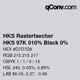 Farbcode: HKS Rasterfaecher - HKS 97K 010% Black 0% | qconv.com