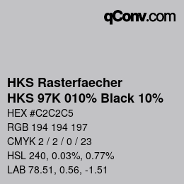 Color code: HKS Rasterfaecher - HKS 97K 010% Black 10% | qconv.com