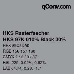 カラーコード: HKS Rasterfaecher - HKS 97K 010% Black 30% | qconv.com