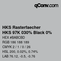 Code couleur: HKS Rasterfaecher - HKS 97K 030% Black 0% | qconv.com