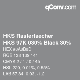 Código de color: HKS Rasterfaecher - HKS 97K 030% Black 30% | qconv.com