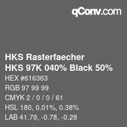 Código de color: HKS Rasterfaecher - HKS 97K 040% Black 50% | qconv.com