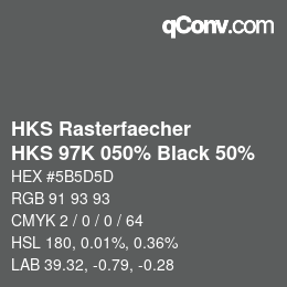 Código de color: HKS Rasterfaecher - HKS 97K 050% Black 50% | qconv.com