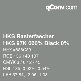 Código de color: HKS Rasterfaecher - HKS 97K 060% Black 0% | qconv.com