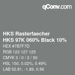 カラーコード: HKS Rasterfaecher - HKS 97K 060% Black 10% | qconv.com