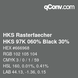 カラーコード: HKS Rasterfaecher - HKS 97K 060% Black 30% | qconv.com
