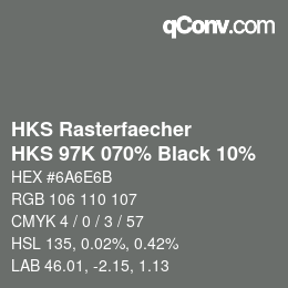 Code couleur: HKS Rasterfaecher - HKS 97K 070% Black 10% | qconv.com