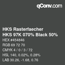Código de color: HKS Rasterfaecher - HKS 97K 070% Black 50% | qconv.com