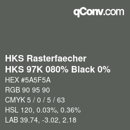 Código de color: HKS Rasterfaecher - HKS 97K 080% Black 0% | qconv.com