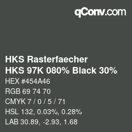 カラーコード: HKS Rasterfaecher - HKS 97K 080% Black 30% | qconv.com