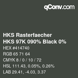 Color code: HKS Rasterfaecher - HKS 97K 090% Black 0% | qconv.com