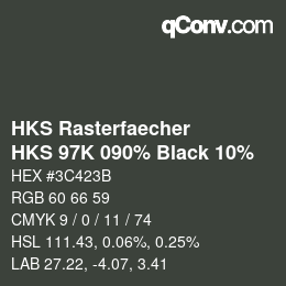 カラーコード: HKS Rasterfaecher - HKS 97K 090% Black 10% | qconv.com