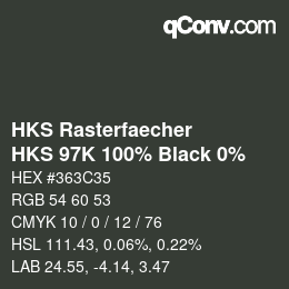 Código de color: HKS Rasterfaecher - HKS 97K 100% Black 0% | qconv.com