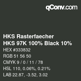 Color code: HKS Rasterfaecher - HKS 97K 100% Black 10% | qconv.com