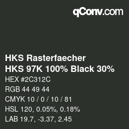 Código de color: HKS Rasterfaecher - HKS 97K 100% Black 30% | qconv.com